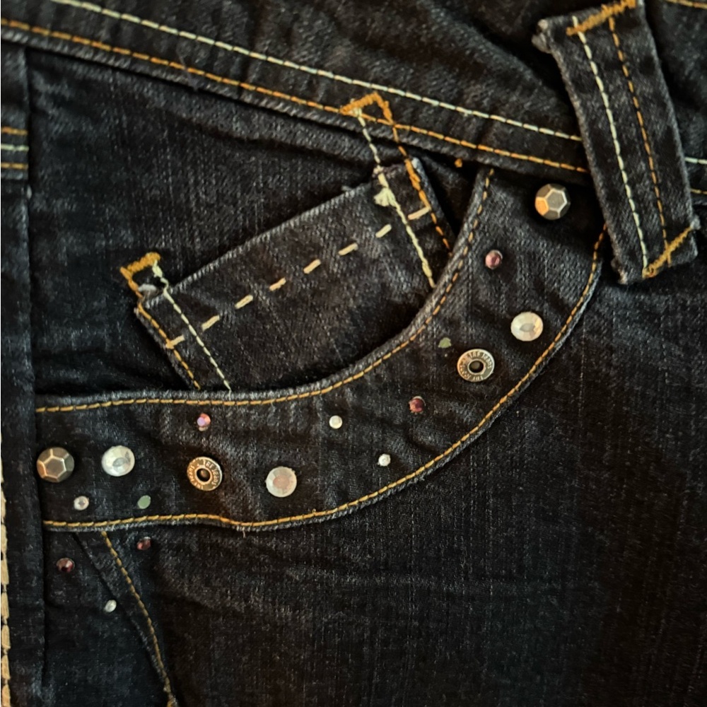 Zara Black Straight Leg Jeans with Embellishments